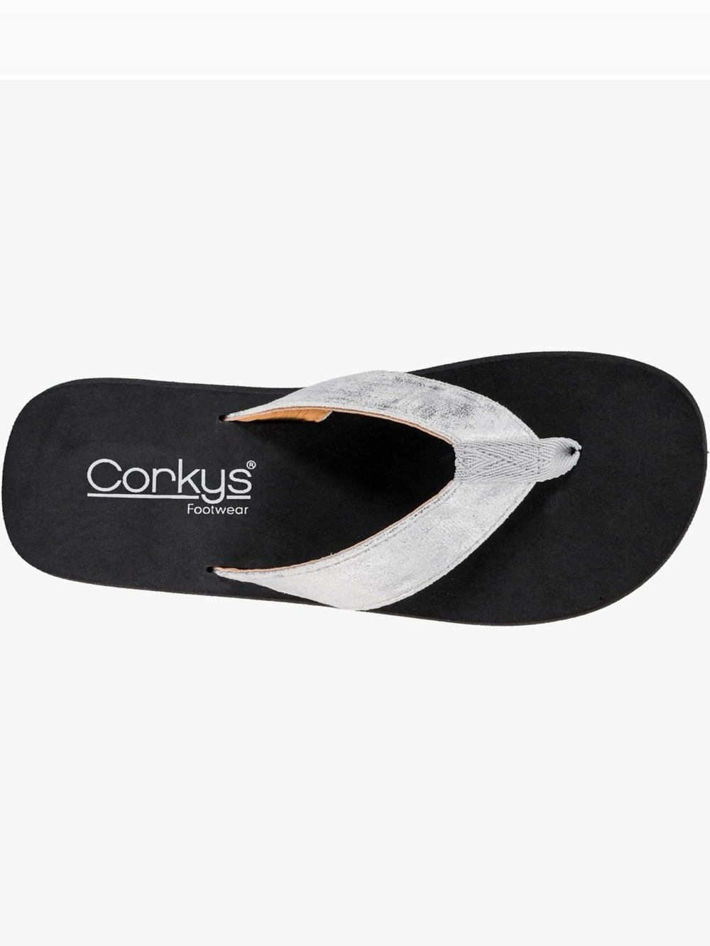 Corkys Metallic Silver Thong Sandals